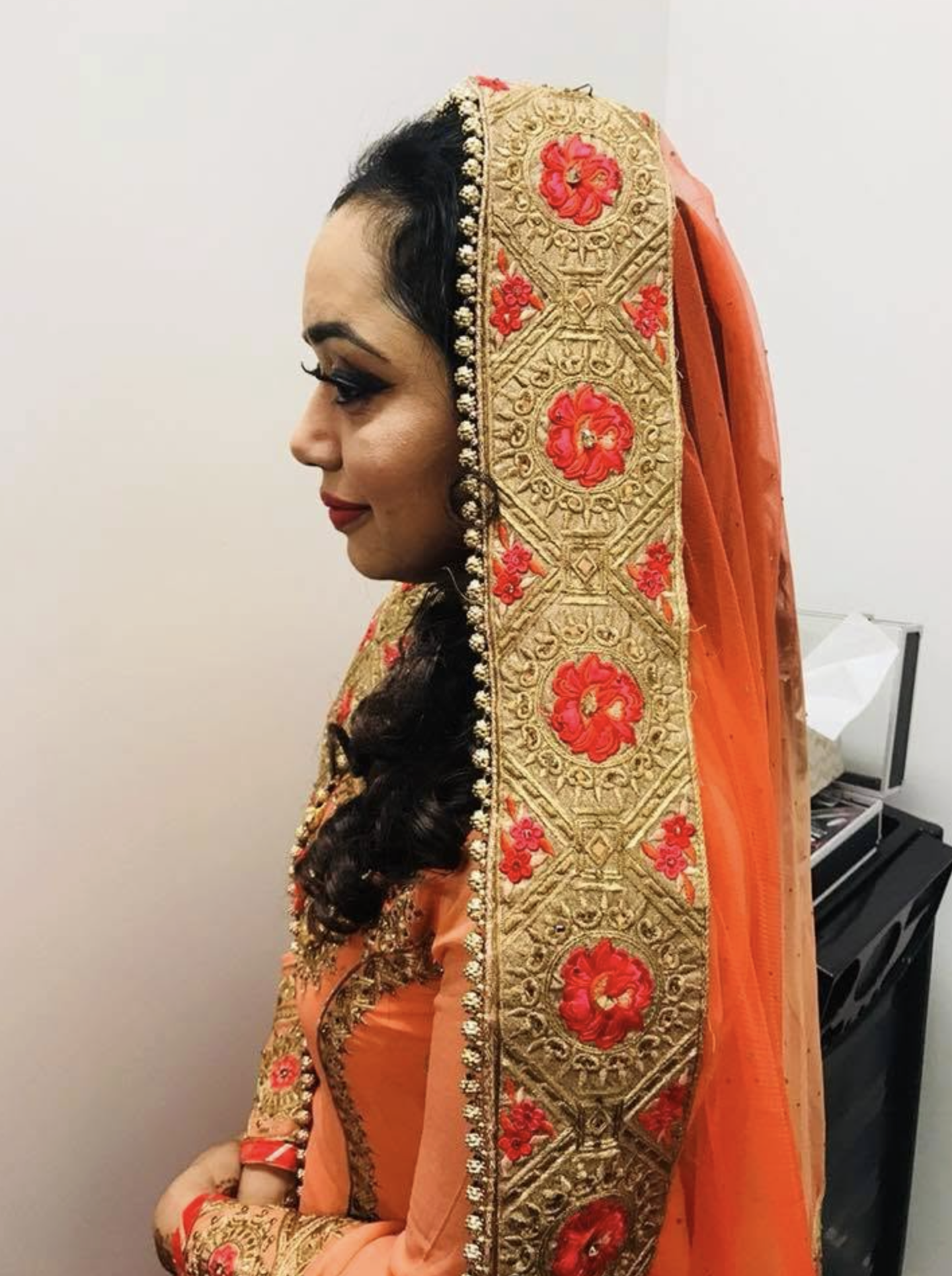 Bridal hair and makeup with traditional dupatta