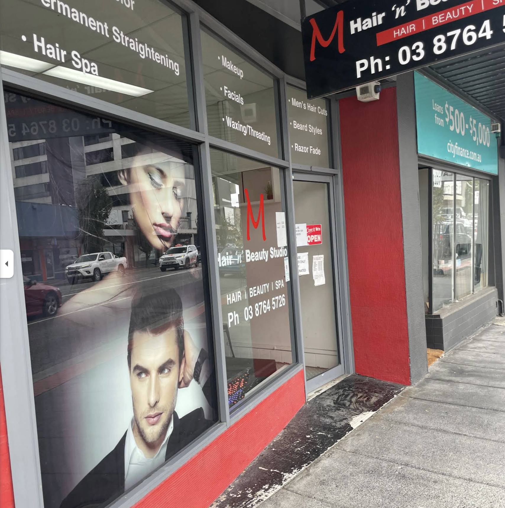 M Hair ’n’ Beauty Studio storefront on Foster Street, Dandenong